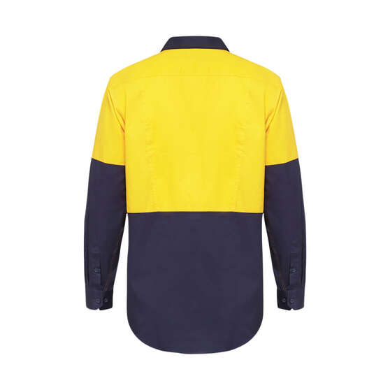 Hard Yakka Koolgear Hi Vis 2Tone Vented Long-Sleeved Yellow/Navy Yellow M, Yellow, scaau_hi-res
