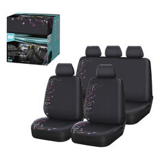 SCA Blossom Seat Cover Pack Purple/Orange Adjustable Headrests Airbag Compatible 30&06H SAB, , scaau_hi-res