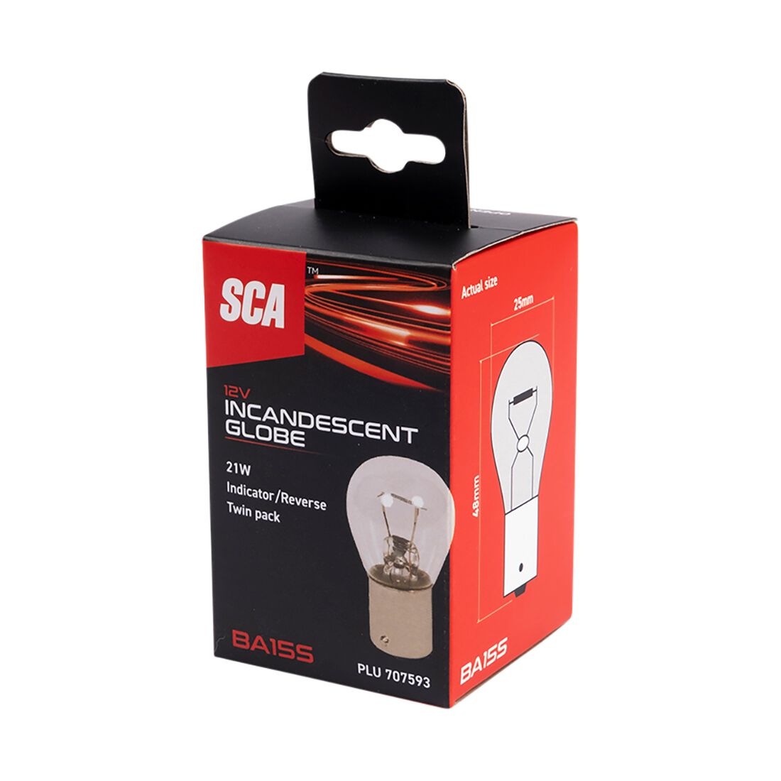SCA Incandescent Globe - P21W 12V 21W - 2 Pack, , scaau_hi-res