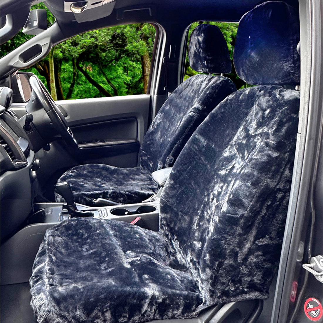 SCA Luxury Fur Seat Covers Slate Adjustable Headrests Airbag Compatible 30SAB, , scaau_hi-res