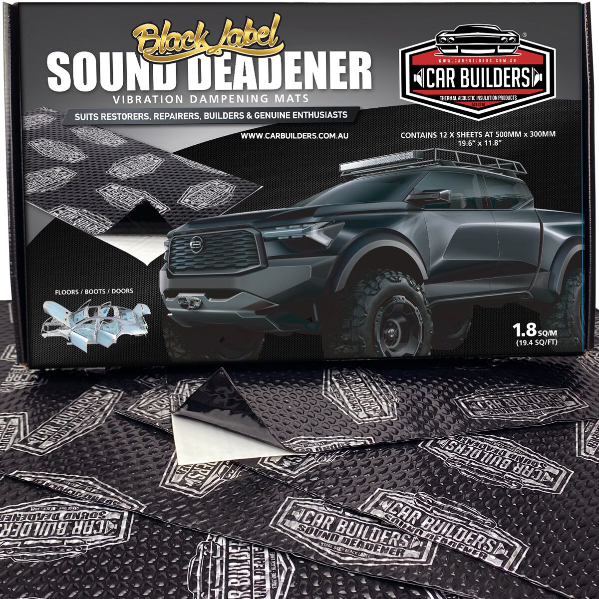 Car Builders Stage 1 Sound Deadener - Black, 1.8sq/m, SD_BLK., , scaau_hi-res