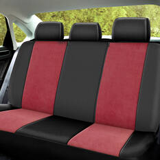SCA Cord Seat Covers Red/Black Adjustable Headrests Rear Bench, , scaau_hi-res