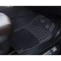 SCA Combo Carpet/PVC Car Floor Mats - Set of 4, Black, , scaau_hi-res