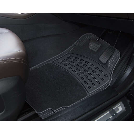 SCA Combo Carpet/PVC Car Floor Mats - Set of 4, Black, , scaau_hi-res