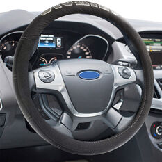 Dickies Collegiate Poly Canvas Steering Wheel Cover Black/Grey 380mm Diameter, , scaau_hi-res