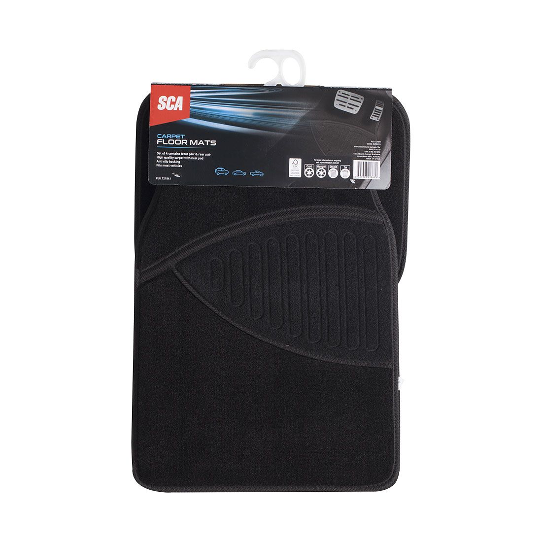 SCA Car Floor Mats Lux Carpet Black Set of 4, , scaau_hi-res