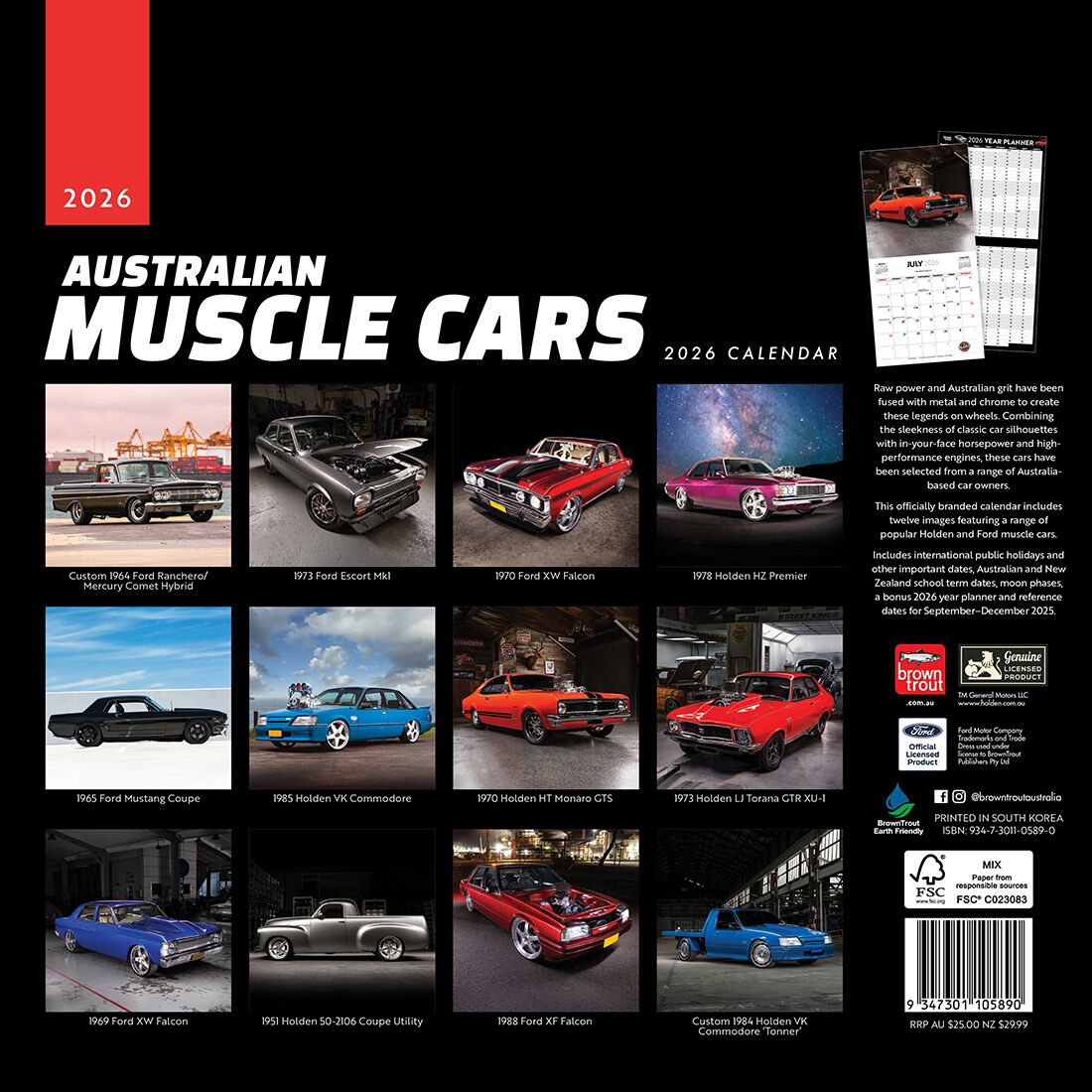 Australian Muscle Cars Square 2026 Calendar, , scaau_hi-res