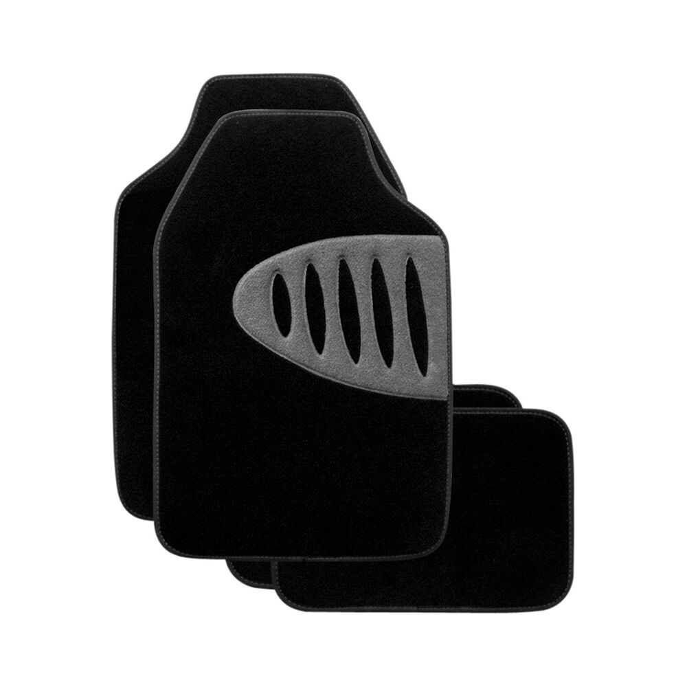 SCA Coloured Heel Pad Car Floor Mats Carpet, Grey, Set of 4