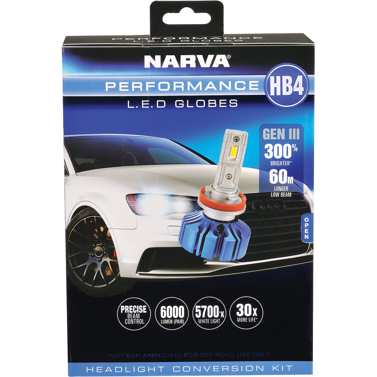 Narva Gen III LED Headlight Globes - HB4, 12/24V, 18446, , scaau_hi-res