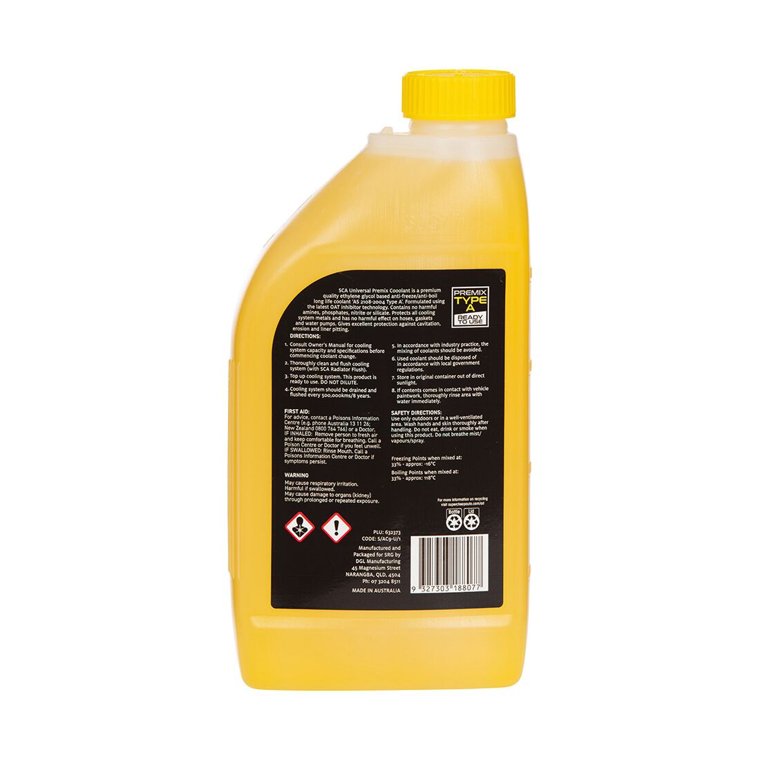 SCA Yellow Universal Top Up Coolant - 1 Litre, , scaau_hi-res