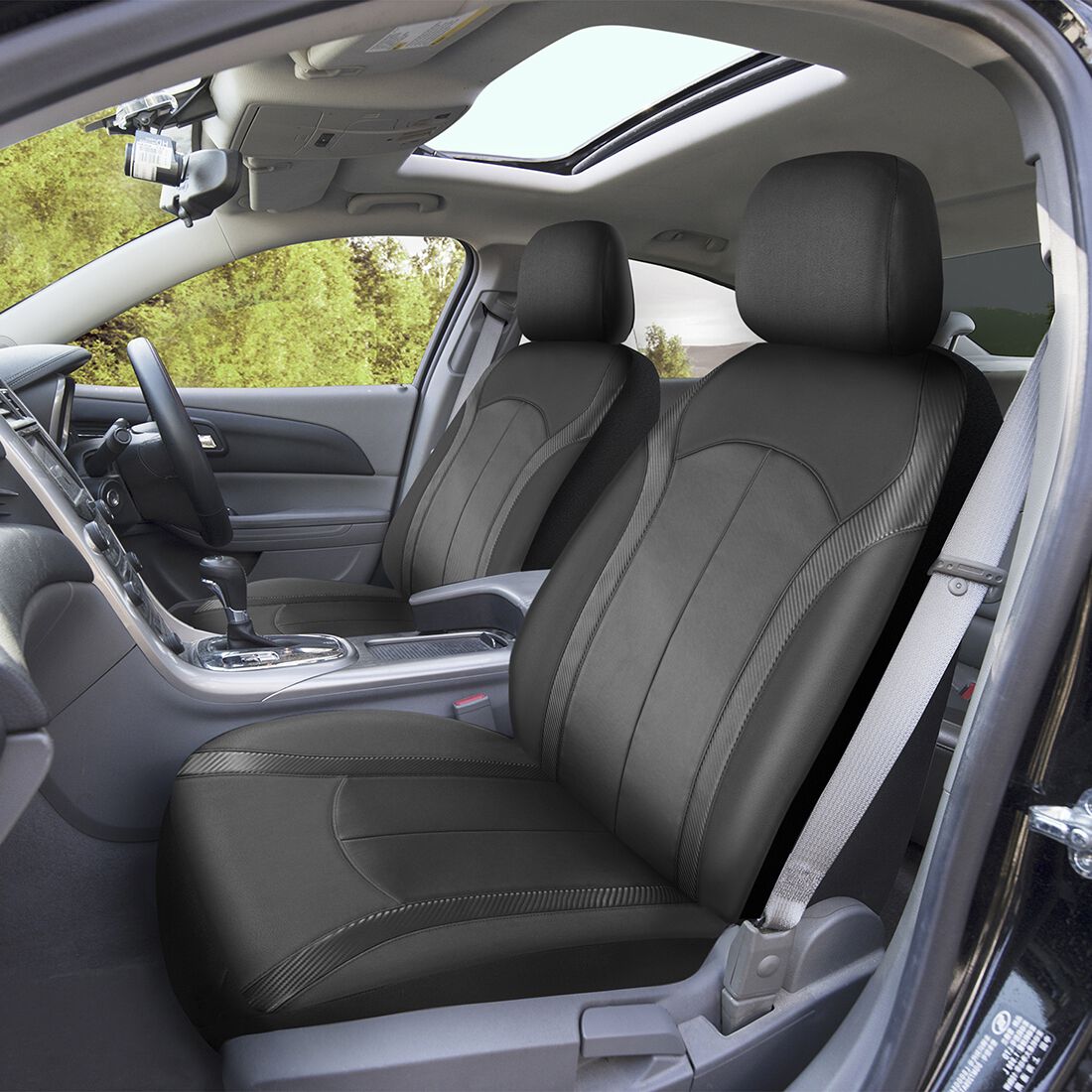 SCA Seat Cover Sports Black Leather Look, Adjustable Headrests, Airbag Compatible, Size 30A, , scaau_hi-res