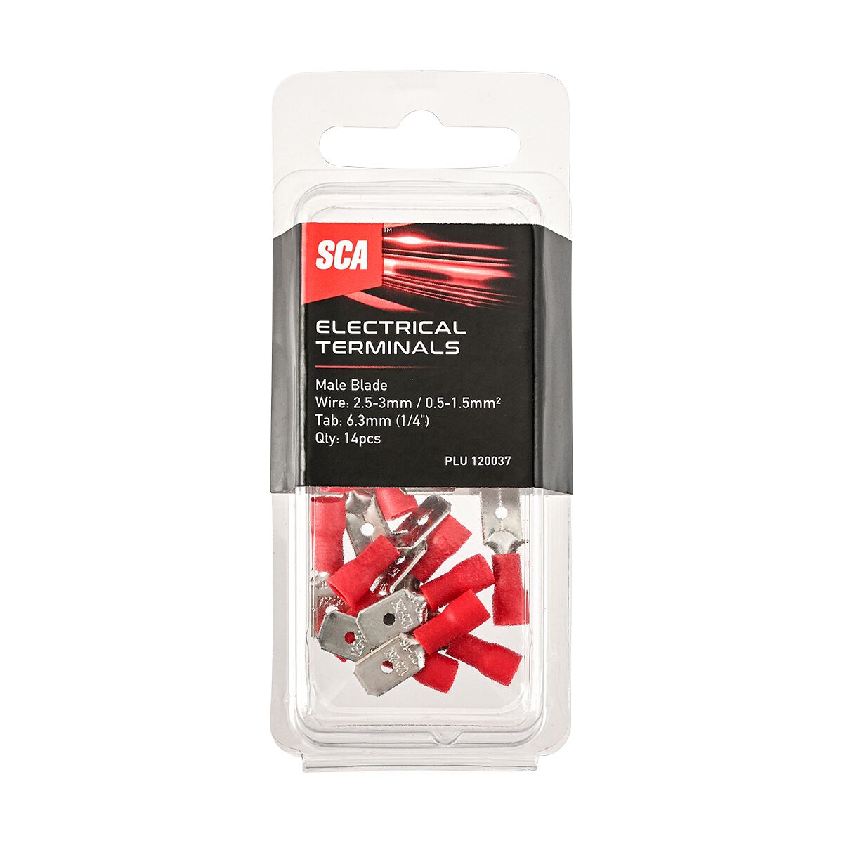 SCA Electrical Terminals Male Blade 6.3mm Red 14 Piece, , scaau_hi-res