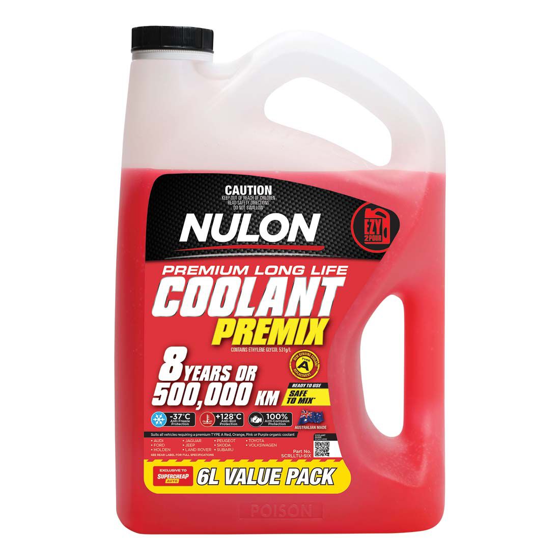 Nulon Red Anti-Freeze / Anti-Boil Coolant Premix - 6 Litres, , scaau_hi-res