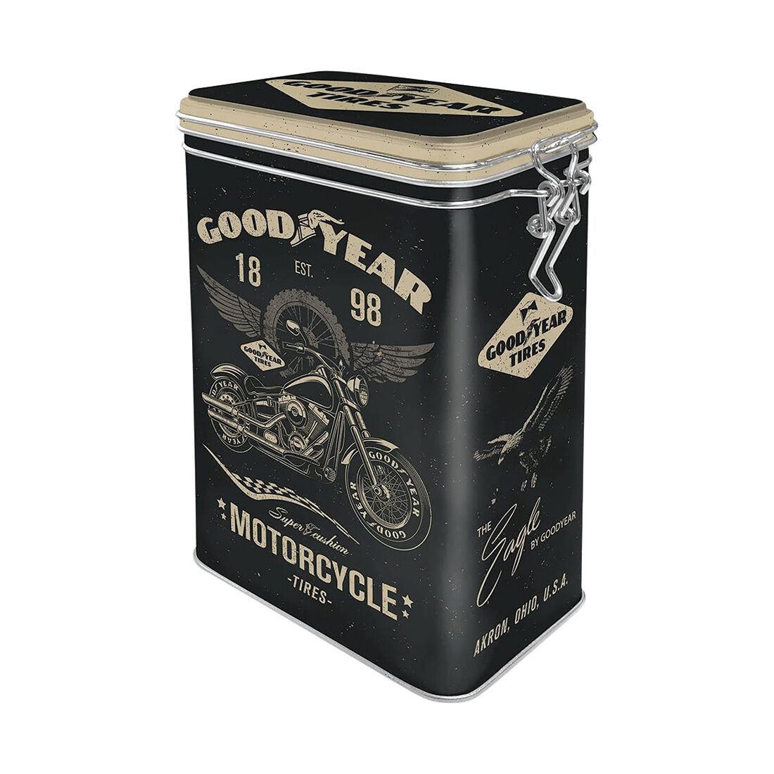 Nostalgic-Art Clip Top Tin Box - Goodyear - Motorcycle, , scaau_hi-res