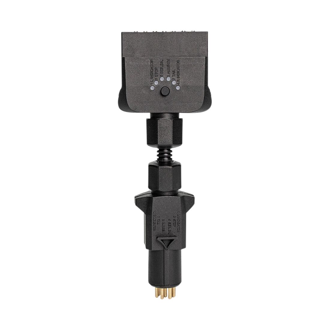 SCA Trailer Adaptor 7 Pin Flat Socket To 7 Pin Small Round Plug LED, , scaau_hi-res