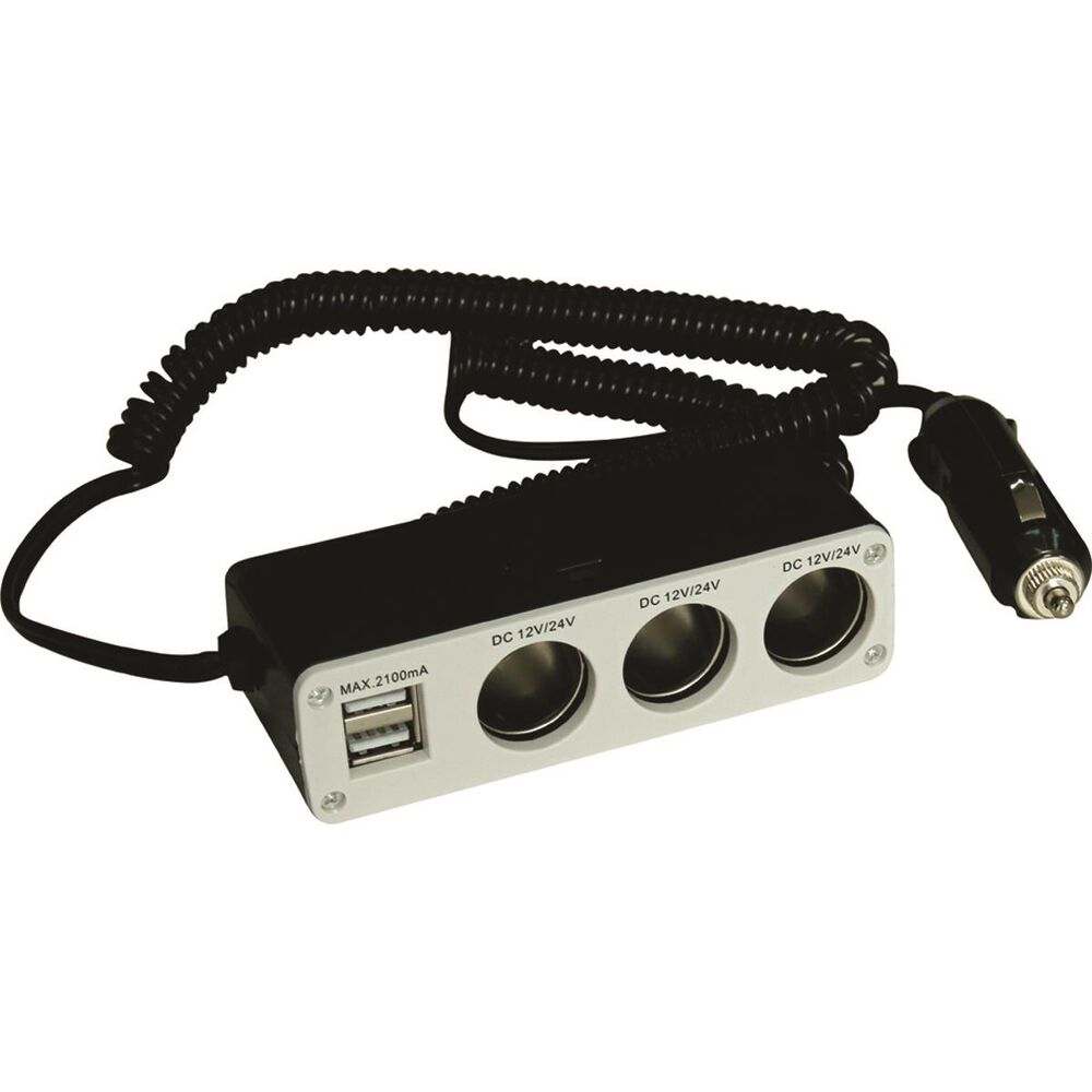 SCA 12V Socket Triple, with USB, 8A Supercheap Auto