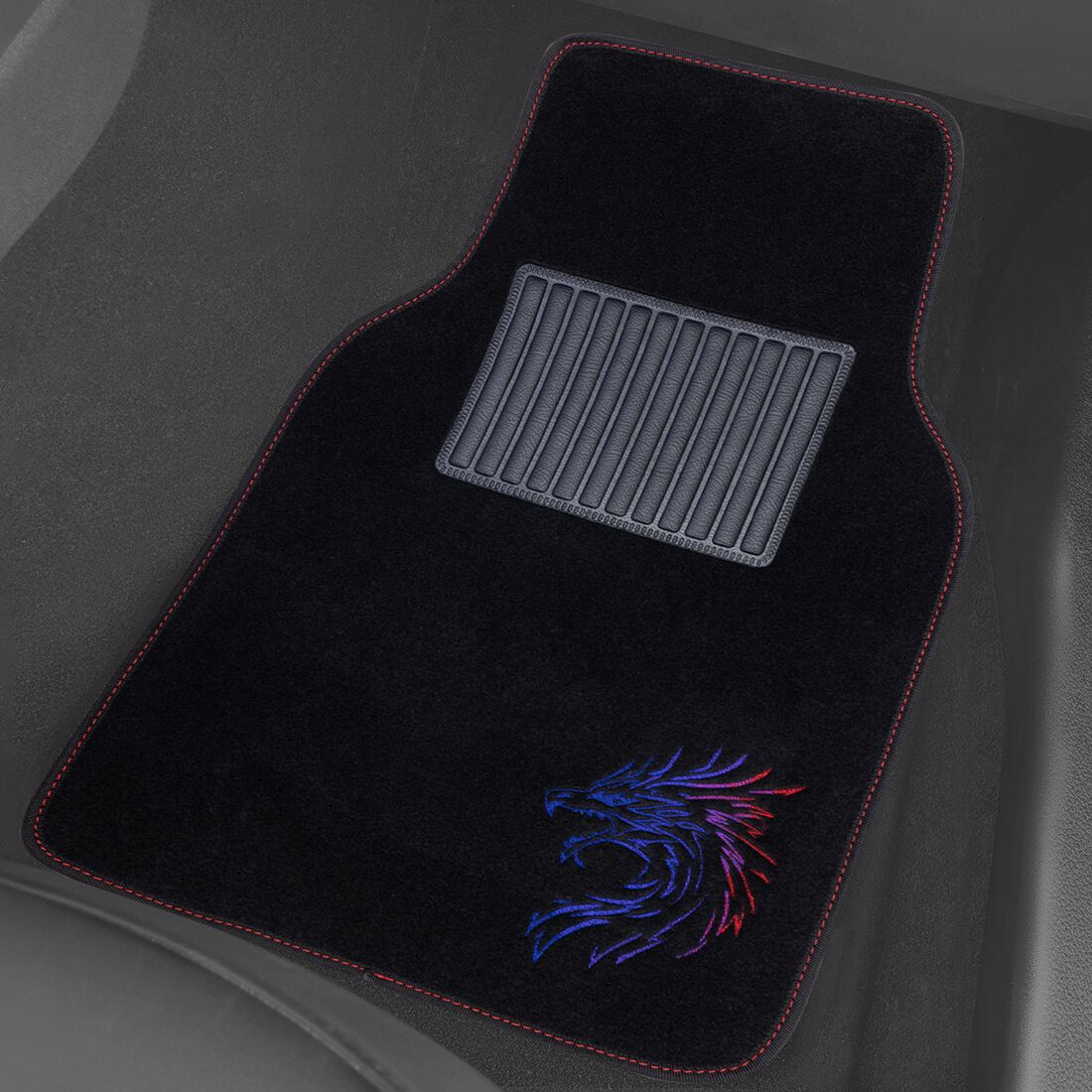 SCA Dragon Floor Mats Carpet Red/Black Set of 4, , scaau_hi-res