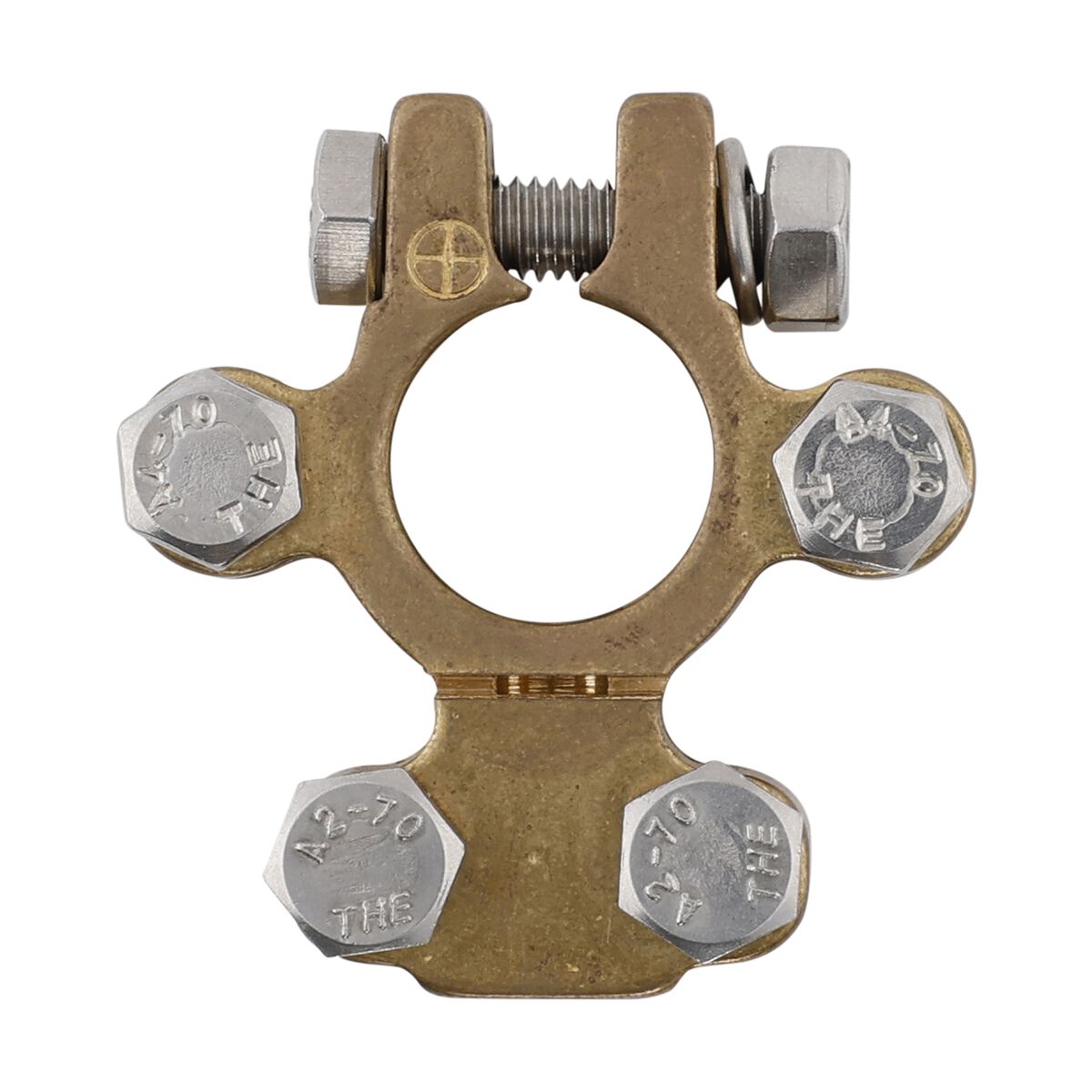Century Battery Terminal, Forged Brass, Saddle Type With Auxiliary Connections - Positive, , scaau_hi-res