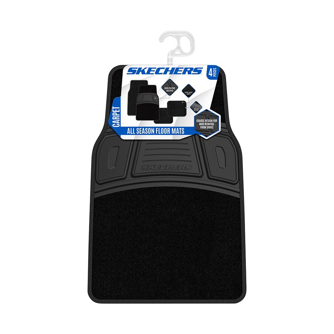 Skechers Carpet Floor Mats Black Set of 4, , scaau_hi-res