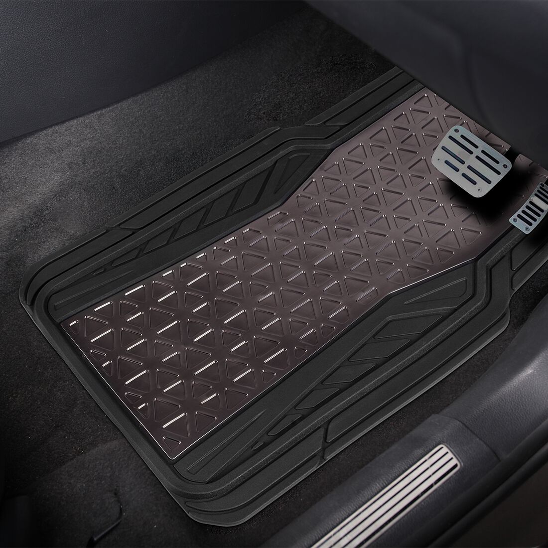 SCA Floor Mats PVC Rubber Pattern Gunmetal Set of 4, , scaau_hi-res