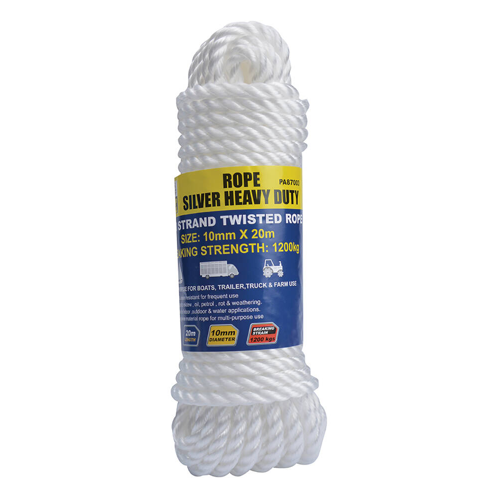 Gripwell Heavy Duty Twisted Silver Rope 10mm x 20m | Supercheap Auto