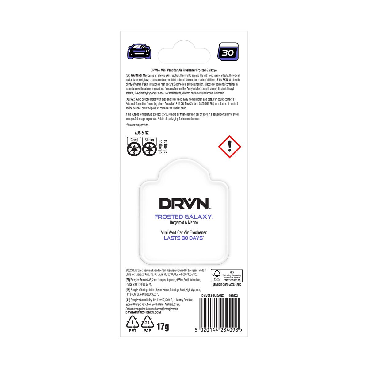 DRVN Mini Vent Frost Galaxy Air Freshener - 1 Pack, , scaau_hi-res