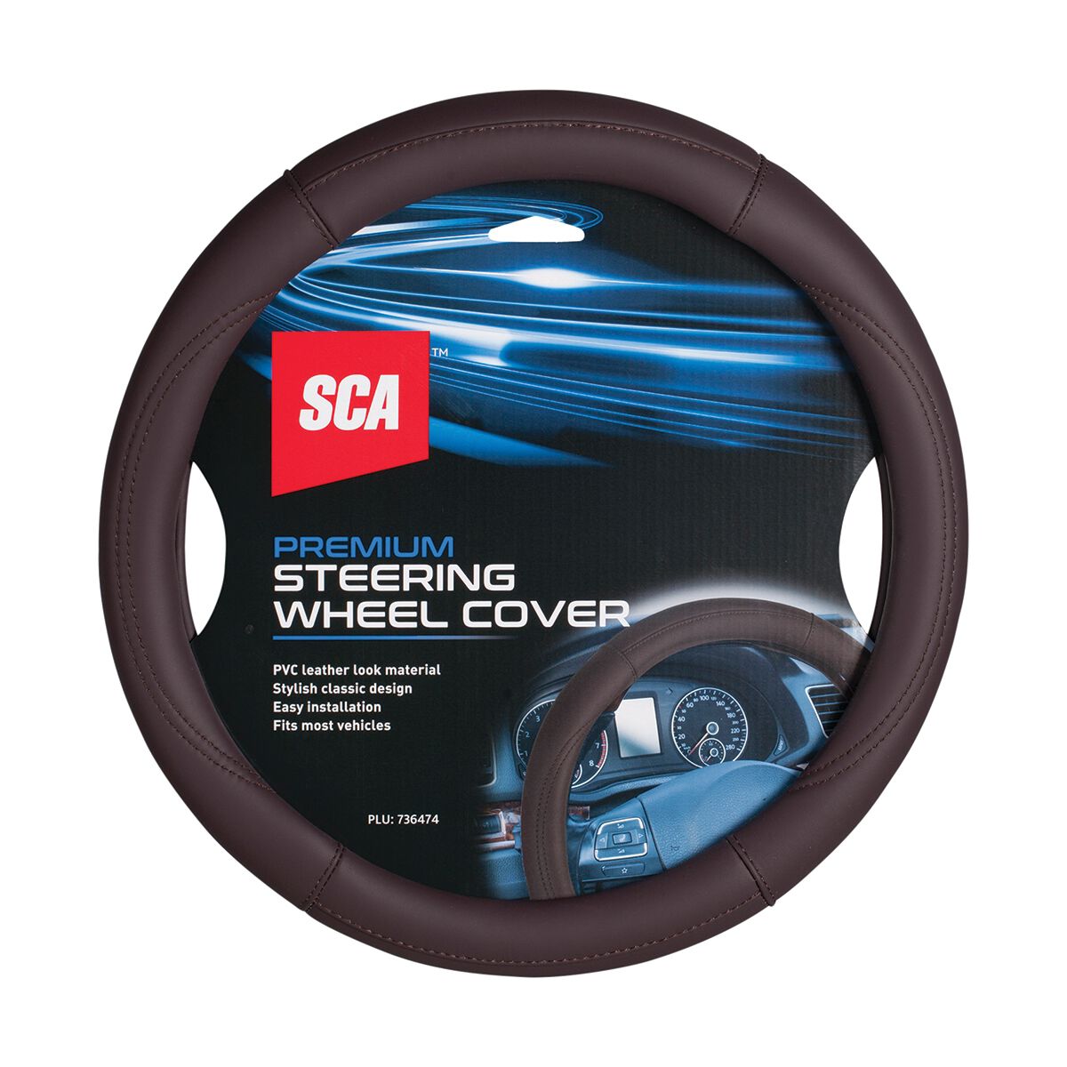 SCA Leather Look Burgundy Grid Steering Wheel Cover, , scaau_hi-res