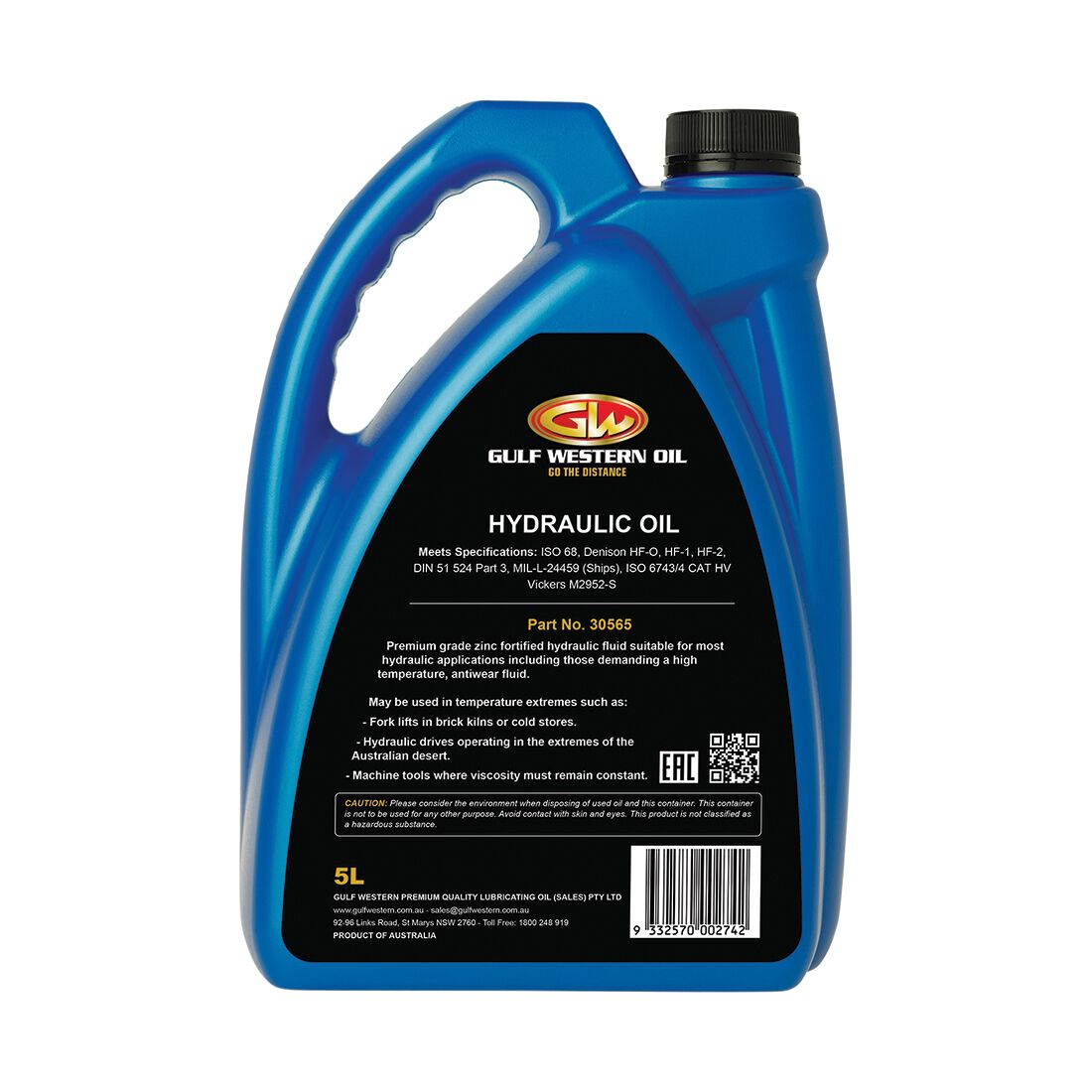 Gulf Western Superdraulic Hydraulic Oil - ISO 68, 5 Litre, , scaau_hi-res