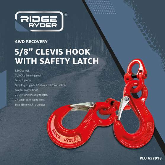 Ridge Ryder Clevis Hook 13mm 21T 2 Pack, , scaau_hi-res