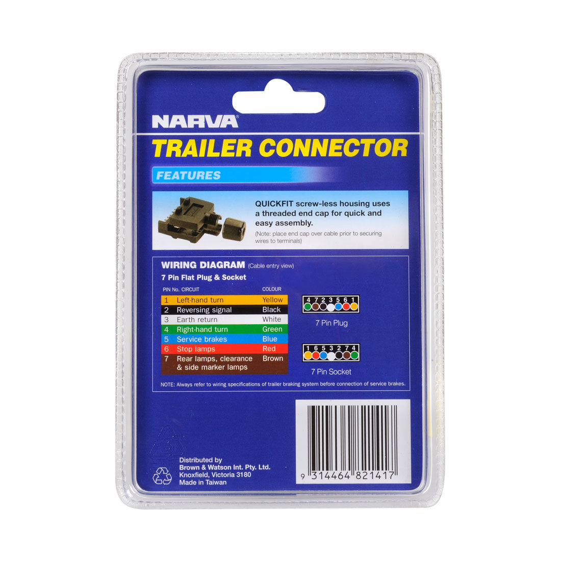 Narva Trailer Plug, Flat - 7 Pin, , scaau_hi-res