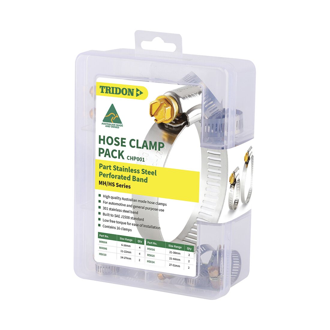 Tridon Hose Clamp Pack - Part Stainless, 16 Pieces, , scaau_hi-res