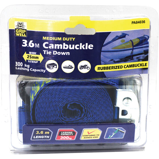 Gripwell Cambuckle Tie Down 3.6m, 300kg Supercheap Auto