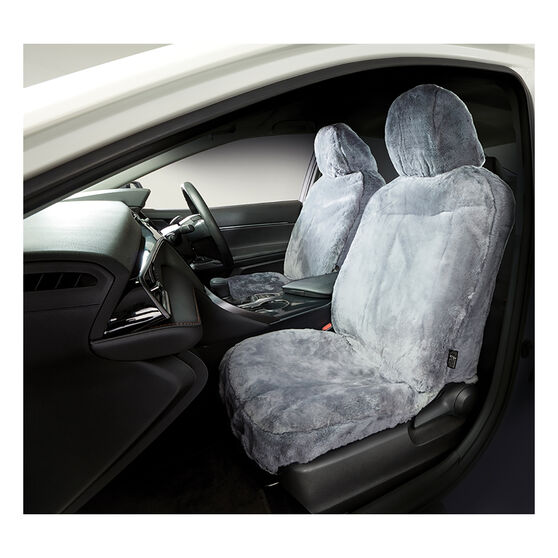 Gold Cloud Sheepskin Seat Covers Grey Adjustable Headrests Size 30 Front Pair Airbag Compatible 6133 Super Auto - Custom Sheepskin Car Seat Covers Brisbane