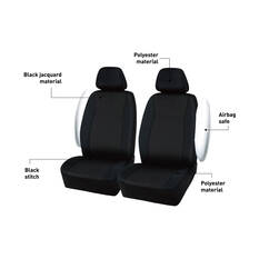 SCA Jacquard Seat Covers Black Adjustable Headrests Airbag Compatible, , scaau_hi-res