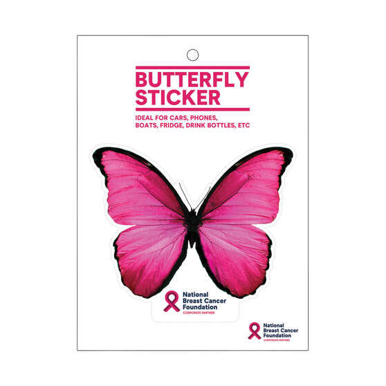 NBCF Pink Ribbon Butterfly Sticker, , scaau_hi-res