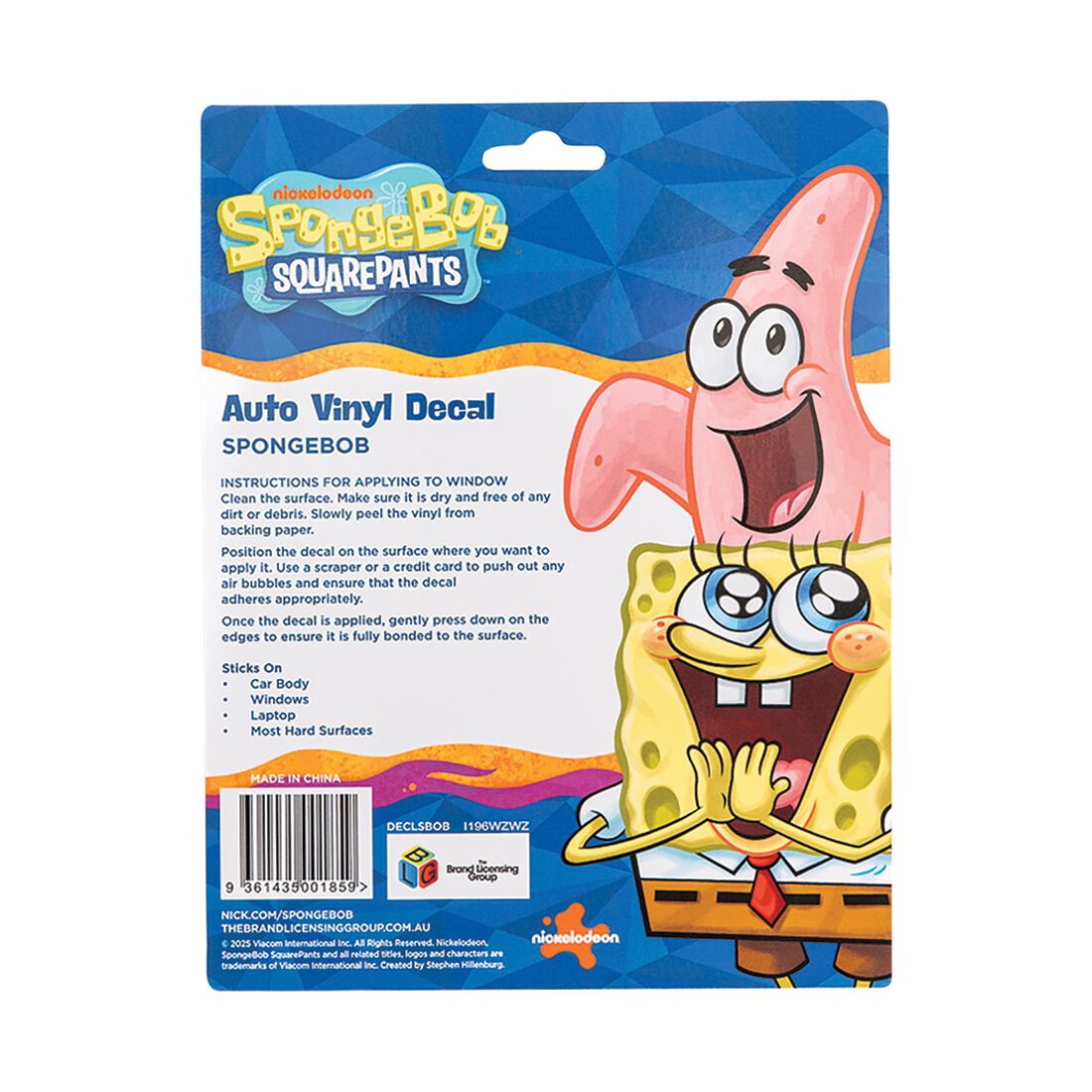 SpongeBob Vinyl Decal, , scaau_hi-res