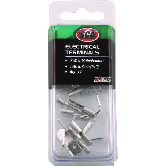 SCA Electrical Terminals - Male & Female 2 Way, 6.3mm 17 Pack, , scaau_hi-res