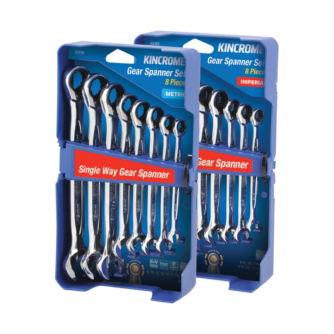 Kincrome Combination Gear Spanner Set Metric SAE 16 Piece
