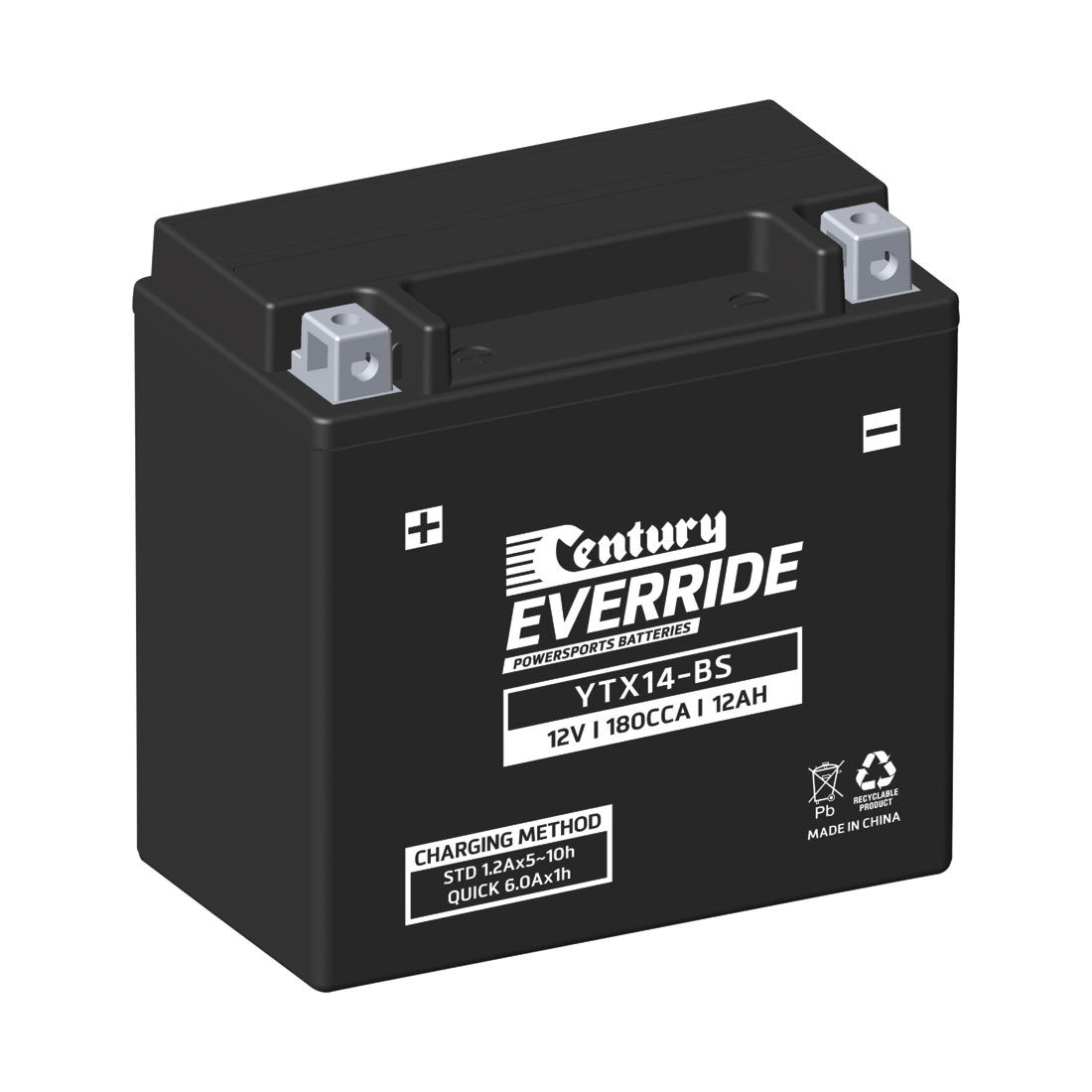 Century EverRide Powersports Battery YTX14-BS, , scaau_hi-res