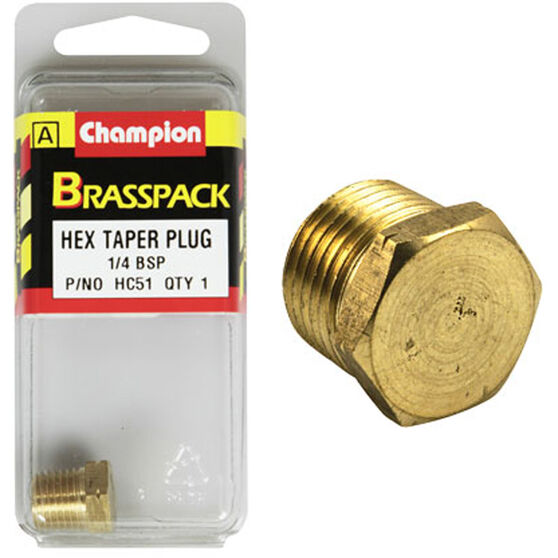 Champion Hex Taper Plug - 1 / 4inch, Brass, , scaau_hi-res