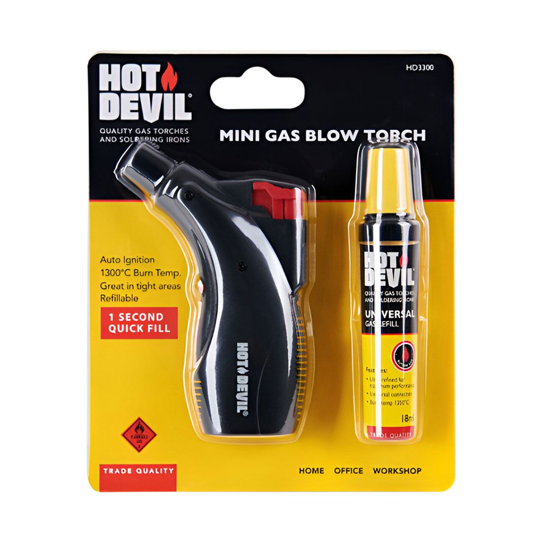 Hot Devil Mini Gas Blow Torch and Refill, , scaau_hi-res