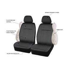 SCA Leather Look Seat Covers Black/Red Adjustable Headrests Airbag Compatible 30SAB, , scaau_hi-res
