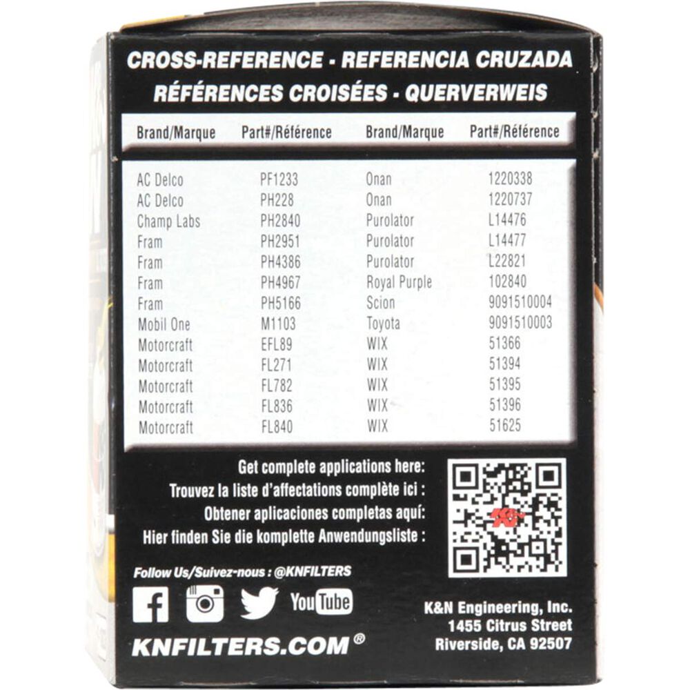 K N Wrench Off Performance Gold Oil Filter Hp 1003