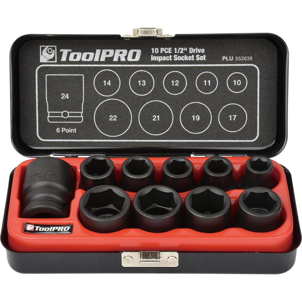 ToolPRO Impact Socket Set 1 / 2inch Drive, Metric, 10 Piece