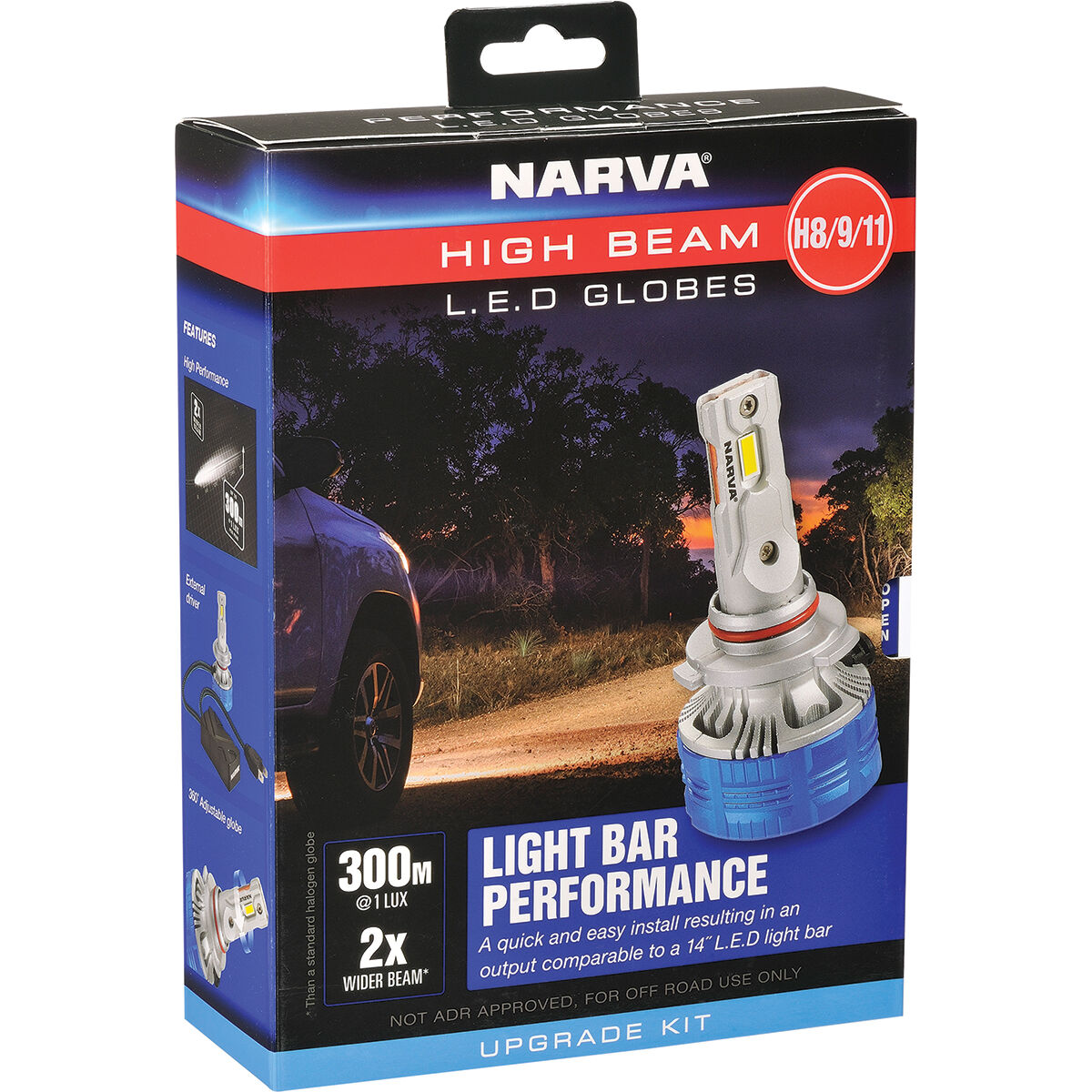 Narva LED Headlight Globes - H8/9/11, 12/24V, 18448H, , scaau_hi-res