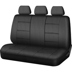 SCA Leather Look Seat Covers Black Adjustable Headrests Rear Bench 06H, , scaau_hi-res