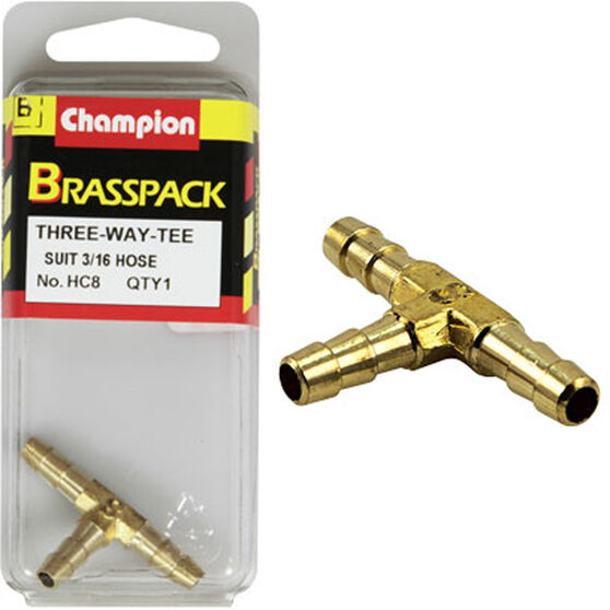 Champion T Pieces - 3 / 16inch, Brass, , scaau_hi-res