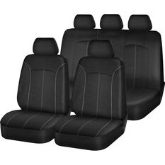 SCA Mesh Seat Cover Pack Black Adjustable Headrests Front Pair & Rear Bench, , scaau_hi-res