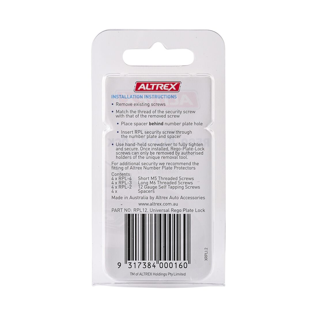 Altrex Rego Plate Locks - Anti Theft 12 Pack RPL12, , scaau_hi-res