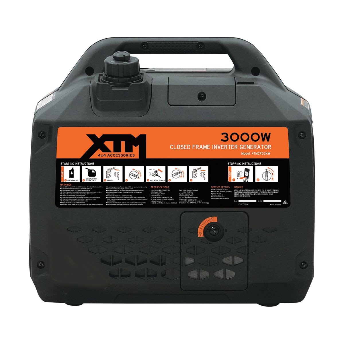 XTM 3000W Inverter Generator Closed Frame V2, , scaau_hi-res